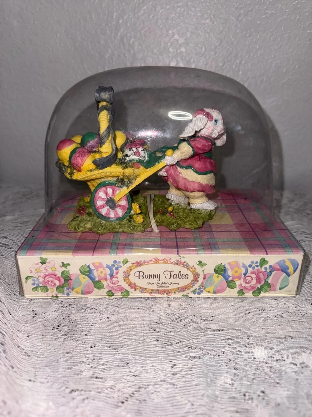Julie Journey’s Collection Pink Bunny with Wheelbarrow-Bunny Tales